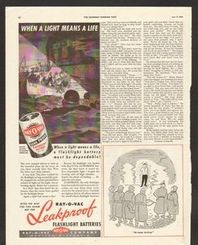 1943 Print AD Ray-O-Vac leak proof flashlight battery