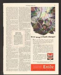 1943 Print AD Exide electric storage battery charge