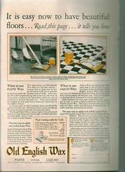1926 Print Ad Old English Wax Checker Floor Shoe Paste