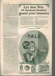 1926 Print Ad Yale 44 Automatic Deadlatch Keys Baby Mom